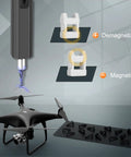 Demagnetizer and magnetizer with drone components from 82 In 1 Precision Electric Screwdriver Set, Rechargeable Cordless Tool Kit With LED Lights.