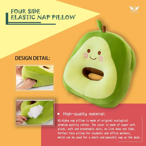 Avocado Plush Stuffed Toy Pillow For Kids And Girls Cute Napping Cushion Cozy Kawaii Throw Pillow Doll Gift For Girlfriend Office Neck Pillow For Travel Cervical Pain Relief with design detail and high-quality material demonstration.