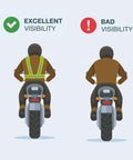 Illustration comparing excellent and bad visibility in traffic control with 2 Pack High Visibility Safety Vests, neon yellow, reflective.