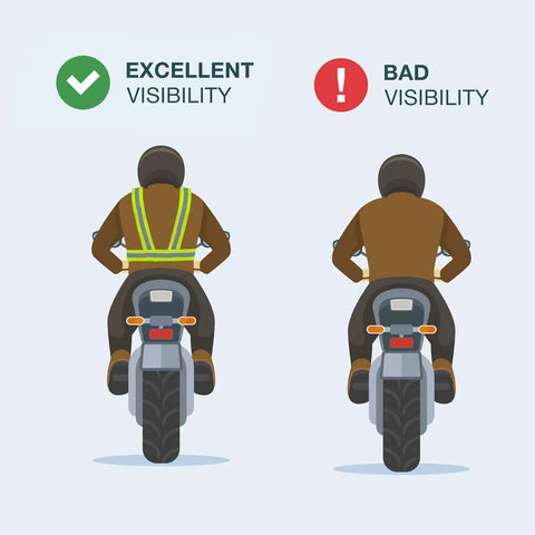 Illustration comparing excellent and bad visibility in traffic control with 2 Pack High Visibility Safety Vests, neon yellow, reflective.