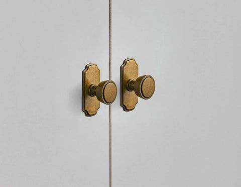 6 Pack Cabinet Knobs Antique Brass Zinc Alloy Backplates Kitchen Drawer Pulls Bathroom Handles Furniture Hardware on white cabinet.
