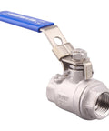 DERNORD 1/2 in stainless steel ball valve with blue lever, full-port, locking device.