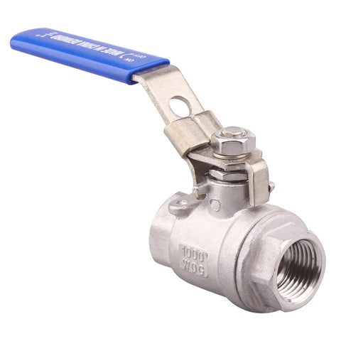 DERNORD 1/2 in stainless steel ball valve with blue lever, full-port, locking device.