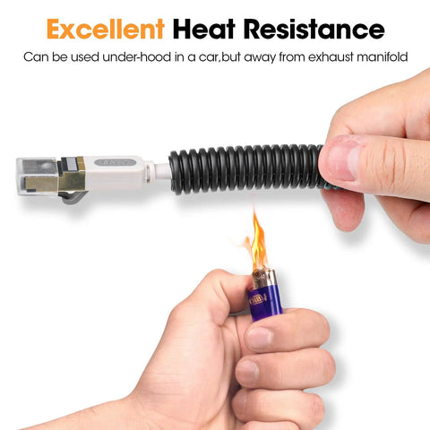 Testing heat resistance of Split Wire Loom Kit 1/4 To 3/4 Inch, 30 Ft Black Flexible Conduit Tubing For Wires with lighter flame