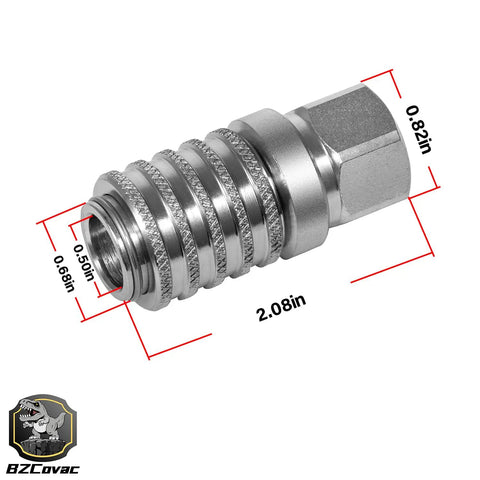 Heavy Duty Test Port Quick Couplings For Diagnostic Equipment One Quarter Inch 18 Female NPTF Threads High Pressure Up To Six Thousand PSI SAE J1502 ISO 15171 1 Compliant, side view with dimensions