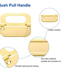 2 Pack Flush Pull Handles For Drawers And Cabinets, 3 Inch Hidden Recessed Ring Pulls With Screws, Gold Finish, Diagram View