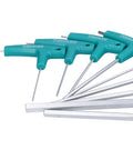 Chilled T Handle Hex Wrench Set with 9 Double Head Chrome Steel Keys Featuring Non Slip PP Grip For Home Furniture Repair And Auto Maintenance In Cool Storage Bag, teal handles