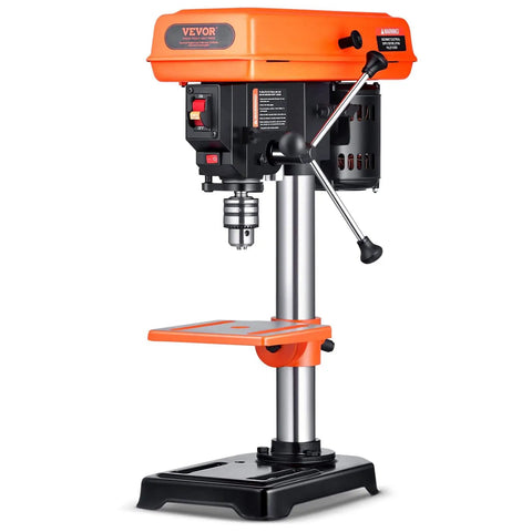 8 Inch Benchtop Drill Press With Five Speed Settings 750 1140 1740 2340 3200 RPM, 0-45 Degree Tilting Table, LED Work Light