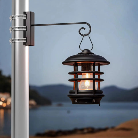 Two Pack Bird Feeder Hanger Hook Set With Pole Mounting Kits And Adjustable Clip Rings, Outdoor Hanging Bracket For Camping Lantern Rack, Tree Branch Hooks For Wild Bird House Holder Fits 46 To 70 Millimeters