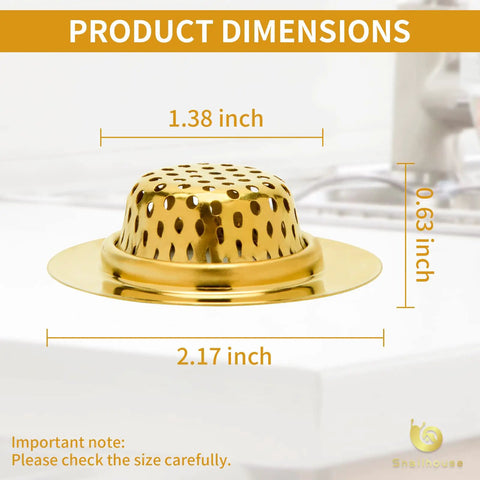 Heavy Duty Stainless Steel Bathroom Sink Strainers 2 Pack Anti Clog Mesh Drain Screen Hair Catcher For Utility Sink Gold Basket Cover That Works Like A Charm And Keeps Your Drain Flushing Smooth All Day Long