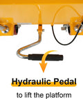 Hydraulic pedal of Rock Solid Double Scissor Hydraulic Lift Table Cart 770 Lb Capacity for easy lifting of platform.
