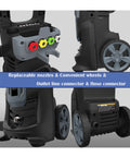 Electric Pressure Washer 1600 PSI 1.2 GPM With Detergent Tank, 12 Amp Motor, 4 Quick Connect Nozzles, wheels and hose connectors