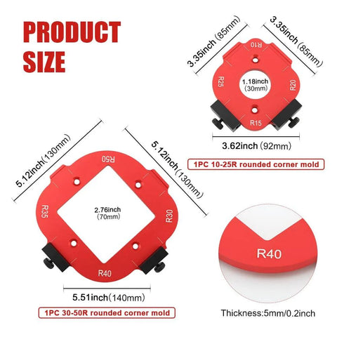 Pro Grade Aluminum Router Corner Radius Template Set With Eight Radius Sizes R10 To R50 For DIY Woodworking Arc Cutting Jigs