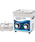 Heavy Duty 1.3L Ultrasonic Cleaner Machine With Cooling Fan And Double Safety Switch, includes basket, for parts cleaning.