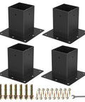 Sturdy 6x6 Post Base Brackets Set Of 4 For Decks Mailboxes And Railings Heavy Duty 14 Gauge Steel With Black Powder Coat Rust Resistant Easy