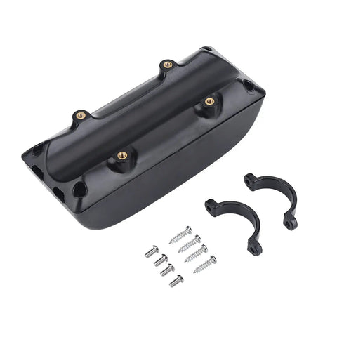 Tough As Nails E Bike Battery Controller Box With Reinforced Plastic And Metal Cover For Electric Mountain Bikes, showing black enclosure and mounting hardware.