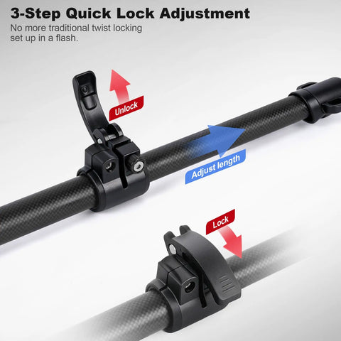 Close-up of lock mechanism on Ultralight Carbon Fiber Telescoping Tarp Poles For Hiking Adjustable Rugged Featherweight 2 Pack Backpacking Gear