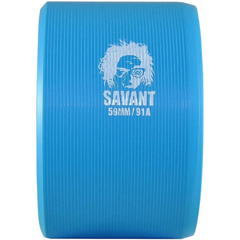 Savant Derby Quad Skate Wheels 91A Blue Green Urethane With Oversized Core For Lighter Weight And Smoother Spins, side view