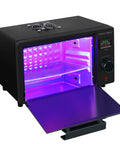 Pro Grade 395nm UV Resin Curing Box With 80 LEDs Fast Curing Light Station open showing purple LED glow and digital timer