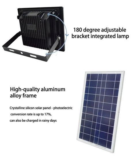 100W Solar Flood Light With Remote Control Dusk To Dawn Outdoor Lamp 324 LEDs 5000 Lumen Brightness Waterproof IP65 components