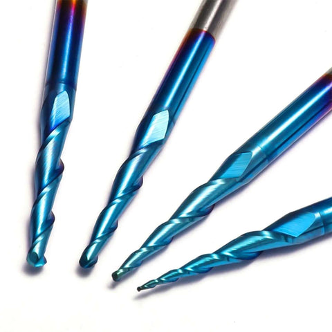 Genmitsu blue-coated tungsten carbide ball-nose end mills, 4 pcs, 2-flute, 1/8 in shank