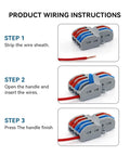 Universal Compact Wire Connector One Input Five Or Ten Outputs Quick Push Terminals For Fast Tool Free Splitter Wiring In Homes And Commercial Projects With Tin Plated Copper Contacts And Flame Retardant Housing, wiring steps
