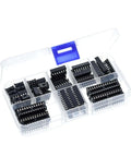 Kick It Up A Notch With This Awesome 66 Pc Dip Ic Socket Kit For All Your Electronics Projects! Features Solder Type Adaptors In 6, 8, 14, 16, 18, 20, 24 And 28 Pin Sizes To Make Wiring A Total Snap And Get You Building Faster Than Ever Before Today! clear plastic case with black DIP IC sockets