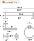 Dimensions of Polished Chrome 5 Piece Bathroom Hardware Set With 24 Inch Double Towel Bar Modern Style Accessories Kit