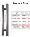 Modern Glass Sliding Door Handle Kit With Smooth Brushed Stainless Pulls And Anti Rust Finish size chart
