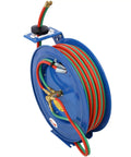Retractable Welding Hose Reel With 1 Quarter Inch By 100 Foot Twin Oxygen And Acetylene Rubber Hoses 200 PSI Max Heavy Duty
