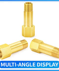 Brass Pipe Fitting Long Nipple One Quarter Inch NPT Male By One Quarter Inch NPT Female Two Inch Length Two Pack Durable Corrosion Resistant