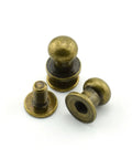 30 Pack Brass Head Chicago Screws With Nickel Plating, Rock Solid Slotted Round Head Binding Posts, Rust Free Blind Fasteners And Nail Rivets For Leathercraft, Tool Repair, And Savage Project Builds showing 3 slotted round head screws.