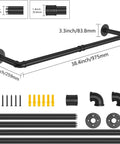 Built Like A Tank Wall Mounted Clothes Rack 3 Pack Black Industrial Pipe Garment Rail Heavy Duty Iron Hanging Bar parts layout with dimensions