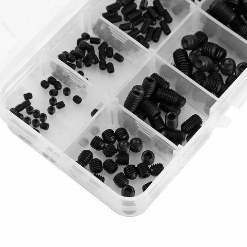 Pro Grade Heavy Duty Socket Screw Kit With 240 Piece Alloy Steel Grub And Wood Screw Set For M3 To M8 In A Durable Black Box