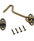 2 Pack Solid Copper Barn Door Latches, Heavy Duty 3 Inch Gate Locks With Hook And Eye, Antique Brass Finish