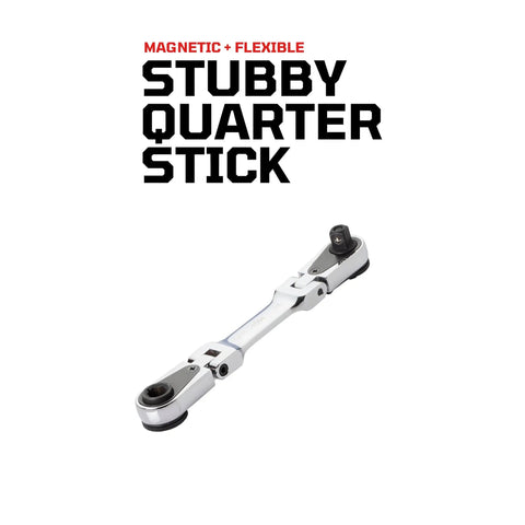 Four Inch Micro Combo Ratchet With One Quarter Inch Square Drive And Magnetic Bit Drive, Dual Head 180 Degree Flexible Ends