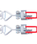 Two Pack Heavy Duty Adjustable Toggle Latch Clamps, Zinc Plated Steel Quick Release Draw Latch with visible red handles