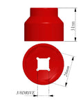 Heavy Duty 28mm Fuel Filter Socket With 3/8 Drive Fits Dodge Ram 2500 3500 detail of red socket tool dimensions