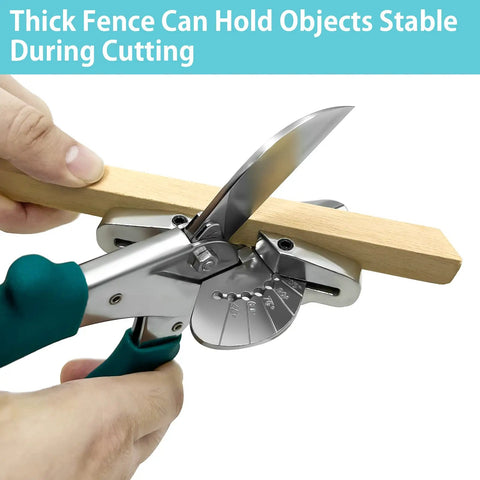Multi Angle Miter Shears For Angular Cutting And Molding Crafting Shoe Molding Cutter Tool 45 To 135 Degree Trim Cutter Hand Tool For Soft Wood PVC Includes Extra Blade And Sheath SK5 Steel Blade in use cutting wood