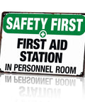 Rugged Aluminum First Aid Station Sign 8x12 Inches for Workplaces and Warehouses, Weatherproof and Rust Resistant, Indoors and Outdoors