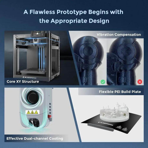 Auto Calibrating 3D Printer With 1Click Setup Turbo 600mm Per Sec Printing All Metal CoreXY Frame overview with features