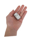 Hand holding a single silver clasp from 8 Pack Silver Metal Box Clasps With Spring Loaded Center Latches Lockable Draw Latch Hardware