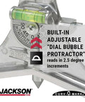 Close-up of Pipe Marker Centering Tool With Eight Inch Y Type Head For Center Lines And Angle Marks In Pipes And Tanks Curv O Mark Jumbo 7 Edition featuring adjustable protractor and bubble level.