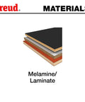 Illustration of melamine laminate layers used in cabinetry materials by Freud.