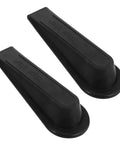 2Pcs Black Rubber Door Stopper Wedge With Antislip Surface For Bedroom Or Office Use Easy Toolless Installation And Stable Reliable Design