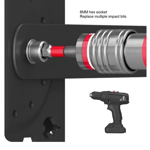 Dope And Heavy Duty 17 Piece Drill Bit And Impact Driver Kit Made From Tough Alloy Steel For Super Fast Changing Hex Sockets And Extensions On Metal Wood Or Plastic Jobs, 8mm hex socket