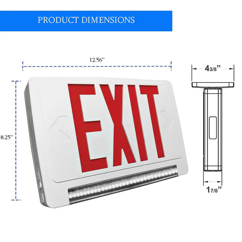 2 Pack Ultra Bright Energy Efficient Lighted Exit Signs With Battery Backup For Indoor Use LED Emergency Exit Sign Battery Powered Exit Sign For Commercial Spaces LED Adjustable Light Pipe Chevron