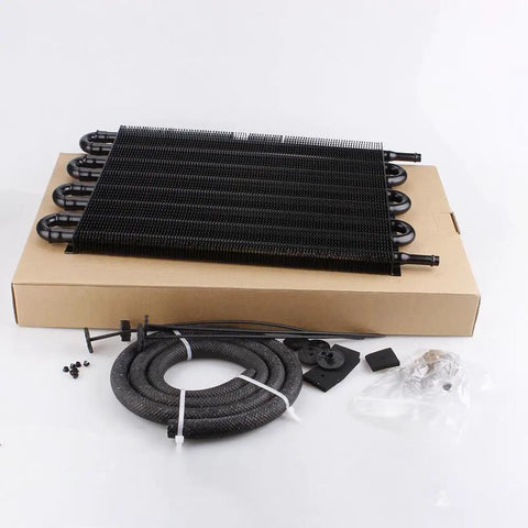 Eight Row Transmission Cooler Kit Universal 8 Pass Trans Cooler Aluminum Remote Oil Cooler Radiator with hose kit