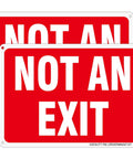 Two Pack Heavy Duty Aluminum Not Exit Signs Measuring Ten By Seven Inches displayed with clear text and vibrant red background.