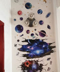 Two Pack Blue Cosmic Galaxy Wall Decals 3D Milky Way Planet Stickers For Living Room Or Kids Room Decor, Large 24x36 Inch Sheets